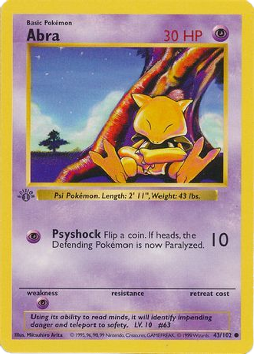 Abra - 43/102 - Common 1st Edition