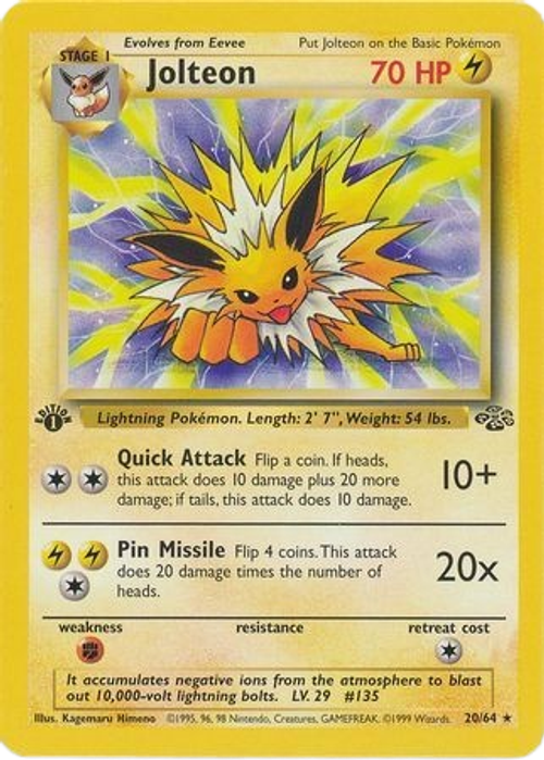 Jolteon - 20/64 - Rare 1st Edition