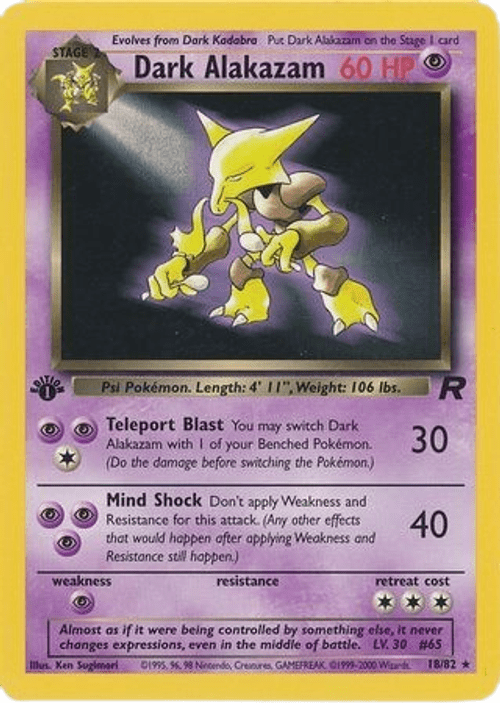 Dark Alakazam - 18/82 - Rare 1st Edition