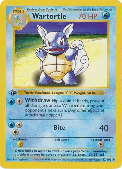 Wartortle - 42/102 - Uncommon 1st Edition