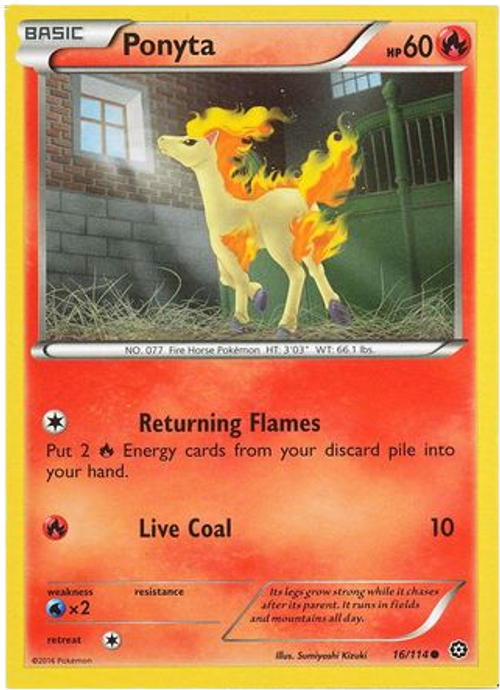 Ponyta - 16/114 - Common - XY Steam Siege (Square Cut Misprint)