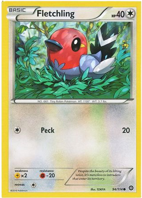 Fletchling - 94/114 - Common - XY Steam Siege (Square Cut Misprint)