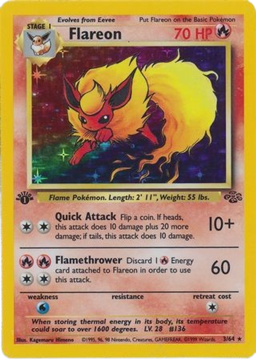 Flareon - 3/64  - Holo 1st Edition