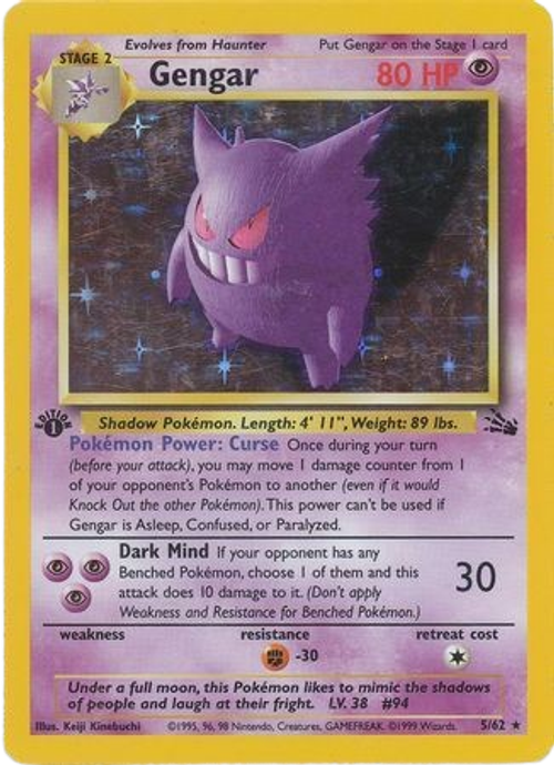 Gengar - 5/62 - Holo 1st Edition