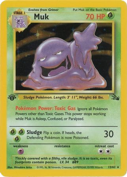 Muk - 13/62  - Holo 1st Edition