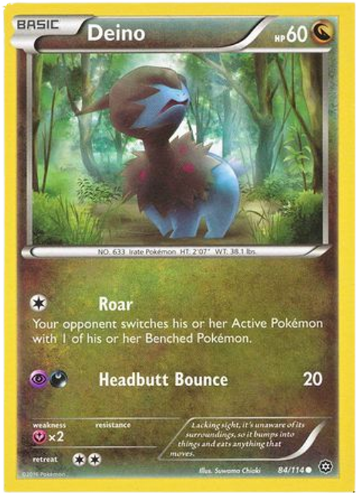 Deino - 84/114 - Common - XY Steam Siege (Square Cut Misprint)