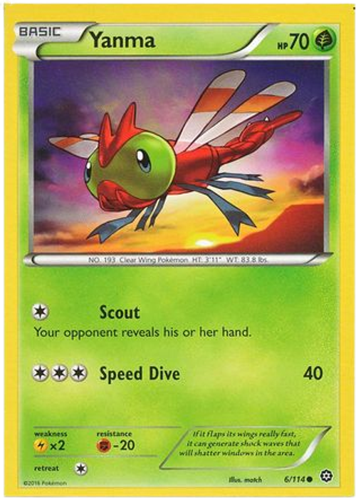 Yanma - 6/114 - Common - XY Steam Siege (Square Cut Misprint)