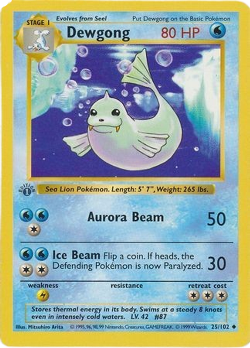 Dewgong - 25/102 - Uncommon 1st Edition