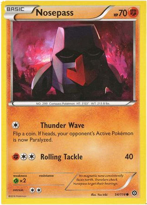 Nosepass - 54/114 - Common - XY Steam Siege (Square Cut Misprint)