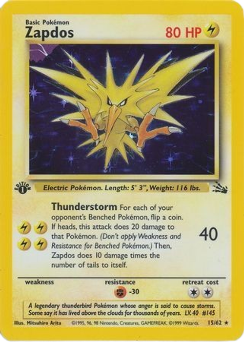 Zapdos - 15/62  - Holo 1st Edition