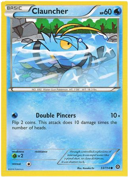 Clauncher - 33/114 - Common - XY Steam Siege (Square Cut Misprint)