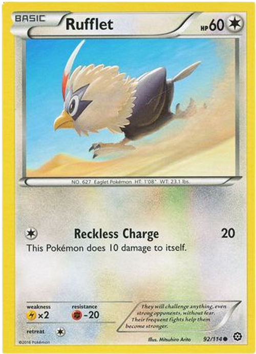 Rufflet - 92/114 - Common - XY Steam Siege (Square Cut Misprint)