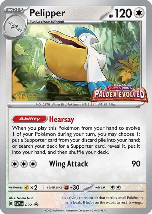 Paldea Evolved Black Star Promo Pelipper SVP022 Staff Promo