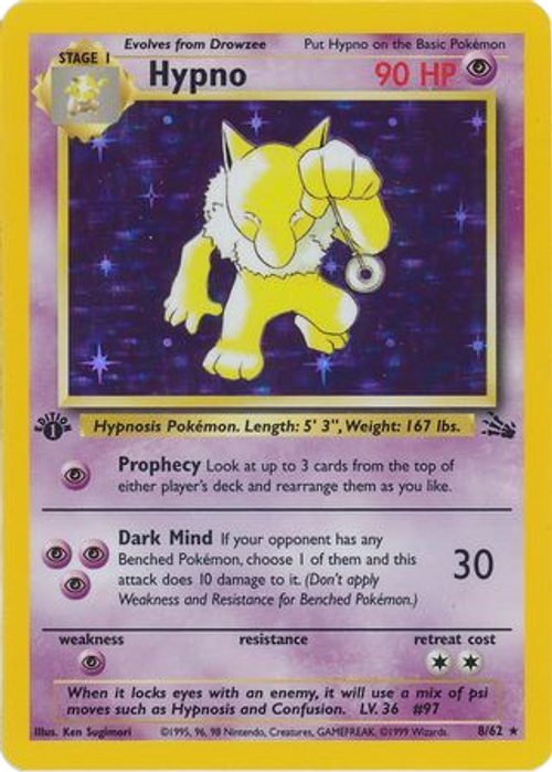Hypno - 8/62 - Holo 1st Edition