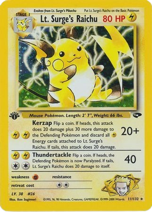 Lt. Surge's Raichu - 11/132 - Holo 1st Edition