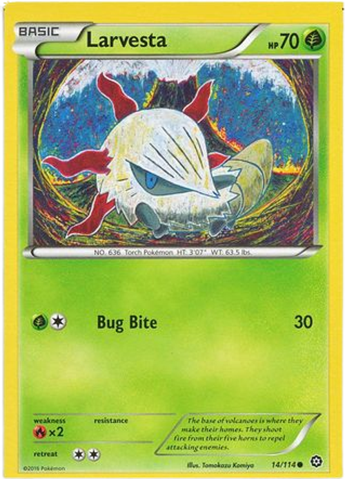 Larvesta - 14/114 - Common - XY Steam Siege (Square Cut Misprint)