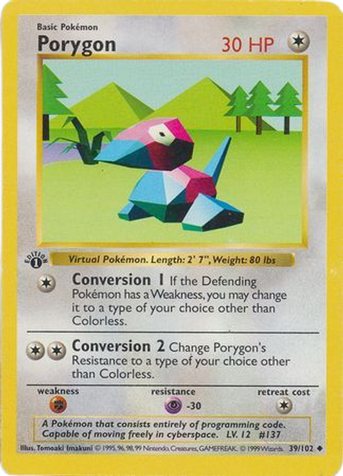 Porygon - 39/102 - Uncommon 1st Edition