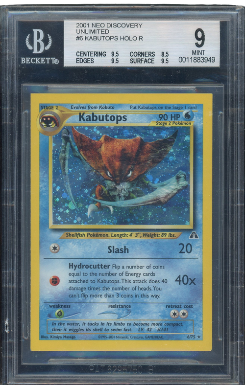 BGS 9 Kabutops Holo R Neo Discovery Square Cut