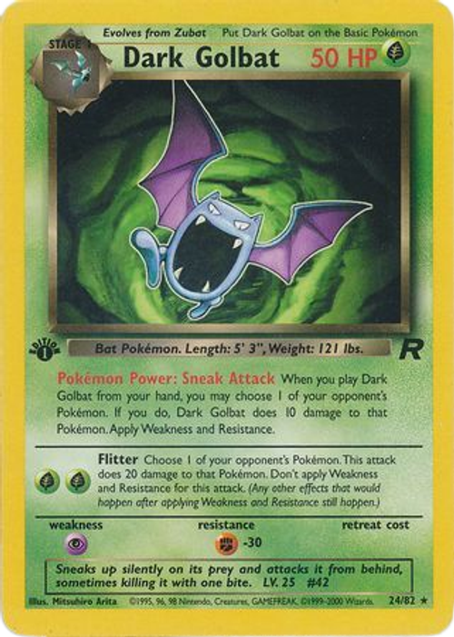 Dark Golbat -  24/82 - Rare 1st Edition