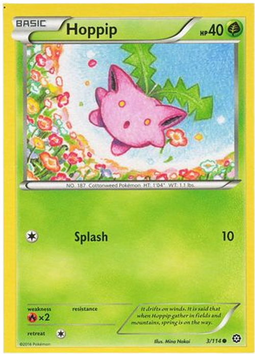 Hoppip - 3/114 - Common - XY Steam Siege (Square Cut Misprint)