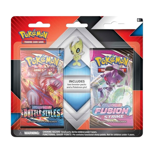 Celebi or Jirachi Pin Battle Styles & Fusion Strike 2-Packs Blister