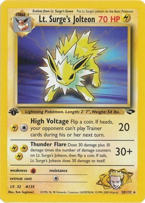 Lt. Surge's Jolteon - 28/132 - Rare 1st Edition