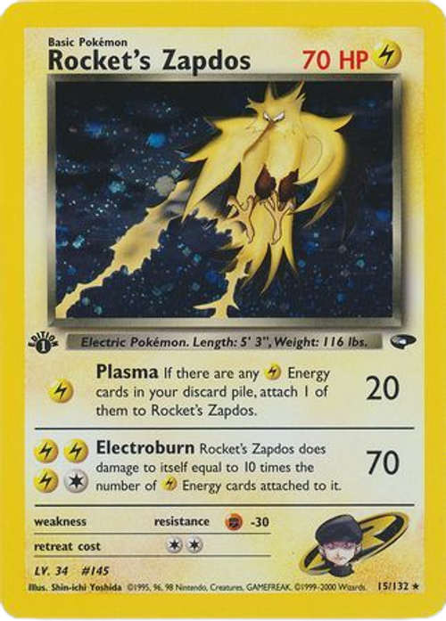 Rocket's Zapdos - 15/132 - Holo 1st Edition