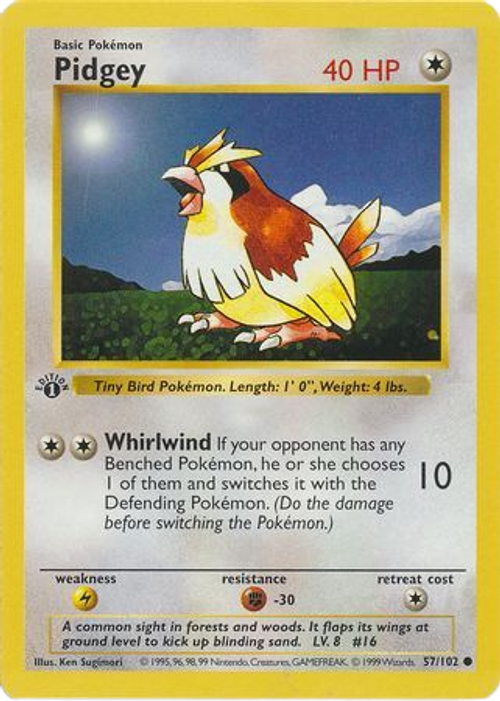 Pidgey - 57/102 - Common 1st Edition