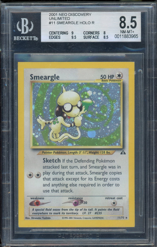 BGS 8.5 Smeargle Holo R Neo Discovery Square Cut